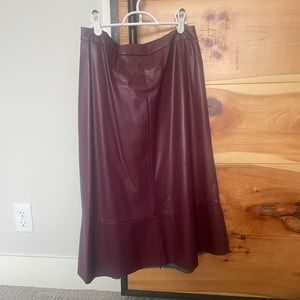 Below the knee, faux leather skirt